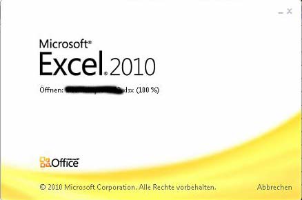 Excel-Splashscreen kurz bevor die Excel-Datei sich öffnet