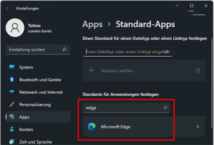 Microsoft Edge als Standardbrowser festlegen