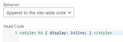 CSS im Plugin "Head & Footer Code" eingefügt für eine einzelne Seite