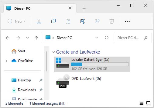 Der Standard-Datei-Explorer in Windows 11