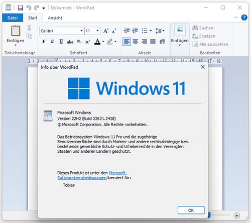 WordPad in Windows 11